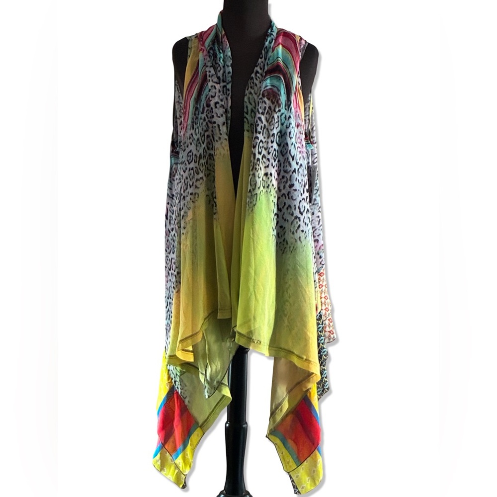 ☀️ Mita Ideas Creative Clothing Colorful Bohemian Duster Vest - Size L ☀️